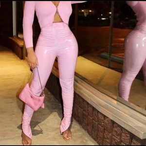 Leather bubblegum pants